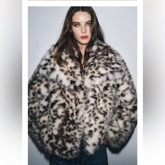 ZARA BLOGGERS FAV FAUX FUR ANIMAL PRINT COAT - Picture 4 of 10